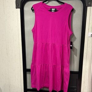 DKNY Vibrant Pink Sleeveless Midi Dress